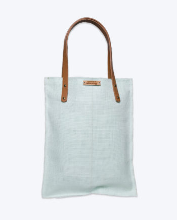 Mint upcycled Japanese Obi Tote bag (back image)